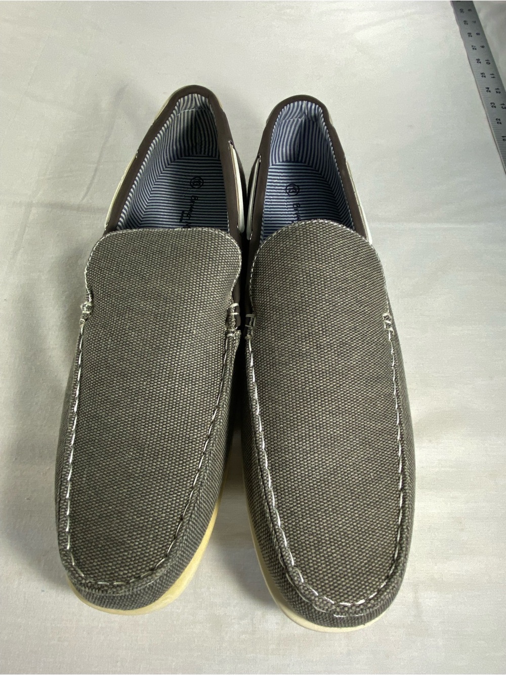 Bruno Marc Men's 13 US Gray Canvas Slip-On Loafer Boat Shoes
